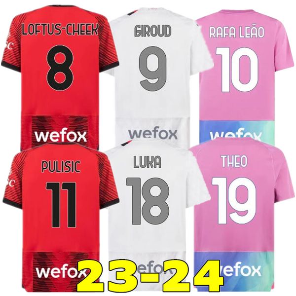 

IBRAHIMOVIC 23 24 LOFTUS-CHEEK soccer jerseys GIROUD DE KETELAERE RAFA LEAO PULISIC THEO football shirt special fourth men kids kit uniforms 2023 2024 FANS Version, Home