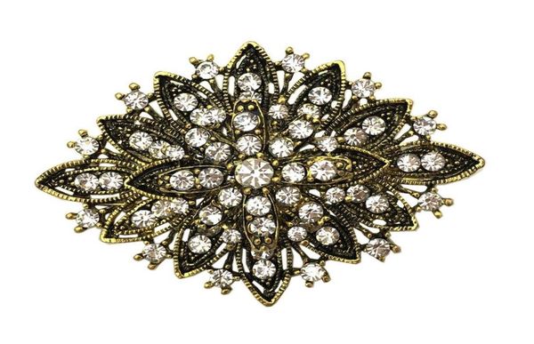 2 inch vintage style antique gold clear rhinestone crystal diamante wedding party brooch women jewelry1839590, Gray
2 inch vintage style antique gold clear rhinestone crystal diamante wedding party brooch women jewelry1839590, Gray