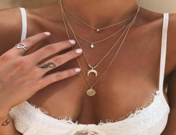 new personality gold plated multilayer chain necklace moon disc charm pendant chokers necklace for women jewelry5901492, Golden;silver
new personality gold plated multilayer chain necklace moon disc charm pendant chokers necklace for women jewelry5901492, Golden;silver