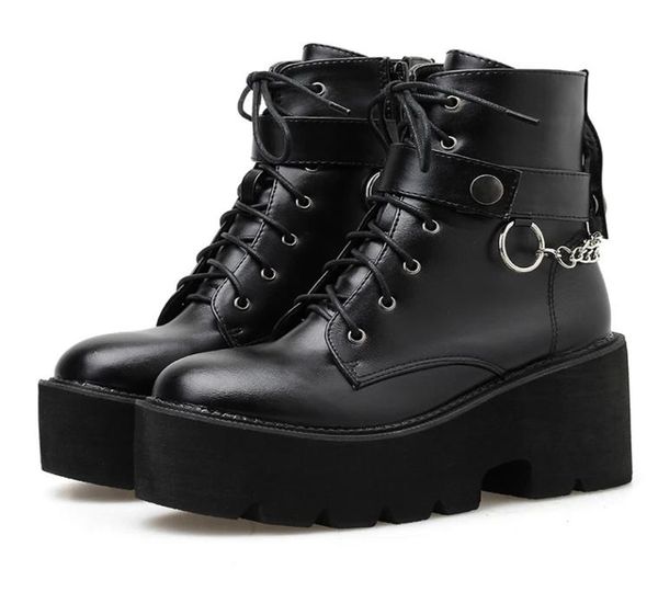 chain women leather autumn boots block heel gothic black punk style ankle boots zipper platform shoes female footwear4693024
chain women leather autumn boots block heel gothic black punk style ankle boots zipper platform shoes female footwear4693024