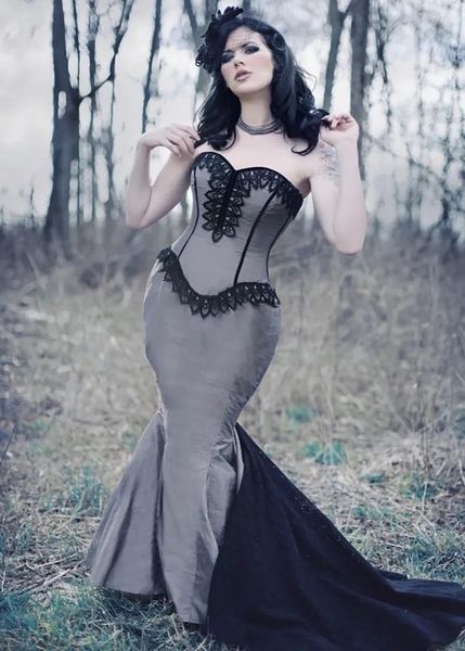 bridal gowns gray wedding dresses mermaid trumpet new custom plus size sweep train applique sweetheart sleeveless black lace lace up zipper, White
bridal gowns gray wedding dresses mermaid trumpet new custom plus size sweep train applique sweetheart sleeveless black lace lace up zipper, White