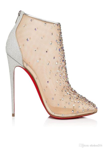 20s lady wedding dress boot follies strass nude mesh with silver glitter mini heel women high heels constella bootie 100mm1160966, Black
20s lady wedding dress boot follies strass nude mesh with silver glitter mini heel women high heels constella bootie 100mm1160966, Black