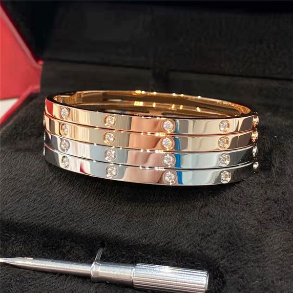 4mm thin men and women designer bracelet for luxury 18k rose gold fashion screwdriver bangle set 10 diamonds engagement jewelry size 16-19cm, Black
4mm thin men and women designer bracelet for luxury 18k rose gold fashion screwdriver bangle set 10 diamonds engagement jewelry size 16-19cm, Black