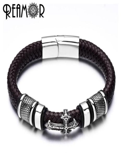 reamor 12mm width braided leather men bracelets 316l stainless steel charms cuff bracelets bangles trendy male jewelry sh1906925085, Golden;silver
reamor 12mm width braided leather men bracelets 316l stainless steel charms cuff bracelets bangles trendy male jewelry sh1906925085, Golden;silver