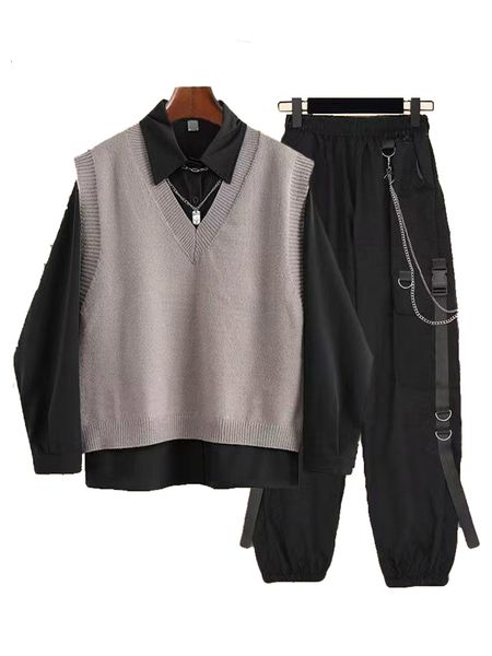 womens two piece pants spring autumn 3 set women streetwear knitted vestlong sleeve shirtharajuku bf loose cargo 230905, White
womens two piece pants spring autumn 3 set women streetwear knitted vestlong sleeve shirtharajuku bf loose cargo 230905, White