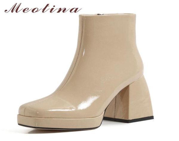 meotina women short boots shoes real leather platform super high heel ankle boots square toe thick heels zip lady white 405143494, Black
meotina women short boots shoes real leather platform super high heel ankle boots square toe thick heels zip lady white 405143494, Black