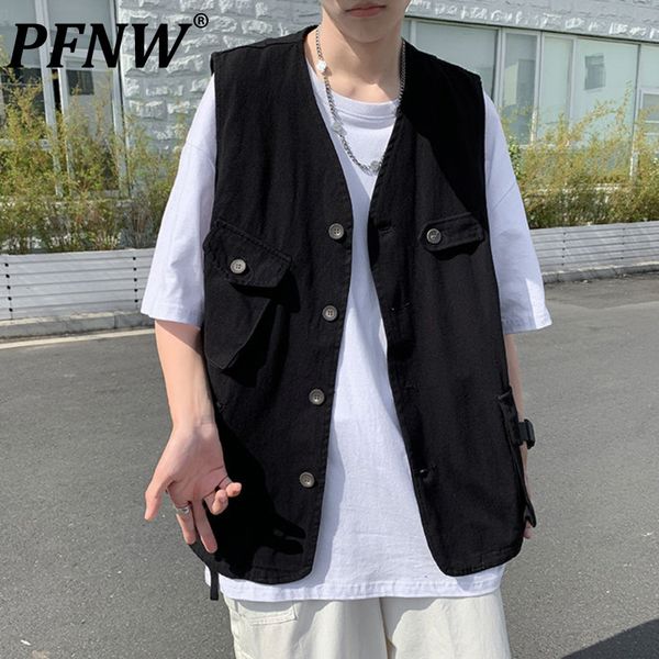 men's vests pfnw spring autumn fashion thin pocket chic sleeveless vest techwear casual streetwear baggy safari style 28a1512 230905, Black;white
men's vests pfnw spring autumn fashion thin pocket chic sleeveless vest techwear casual streetwear baggy safari style 28a1512 230905, Black;white