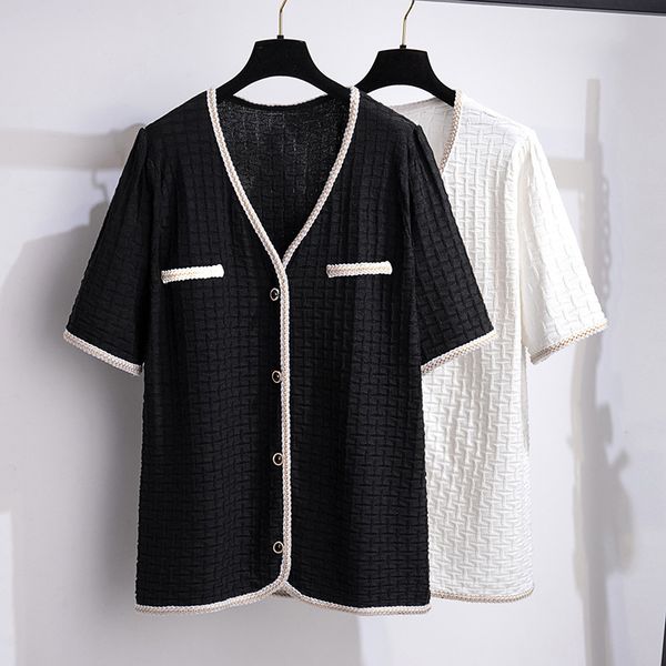 women's plus size tshirt 160kg bust 160 summer loose ice silk small fragrance knitted black white 5xl 6xl 7xl 8xl 9xl 10xl 230905
women's plus size tshirt 160kg bust 160 summer loose ice silk small fragrance knitted black white 5xl 6xl 7xl 8xl 9xl 10xl 230905