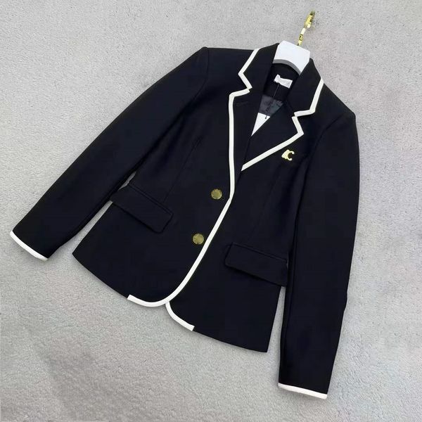 french style small fragrance metal brooch color matching versatile long sleeved casual slim suit jacket, White;black
french style small fragrance metal brooch color matching versatile long sleeved casual slim suit jacket, White;black