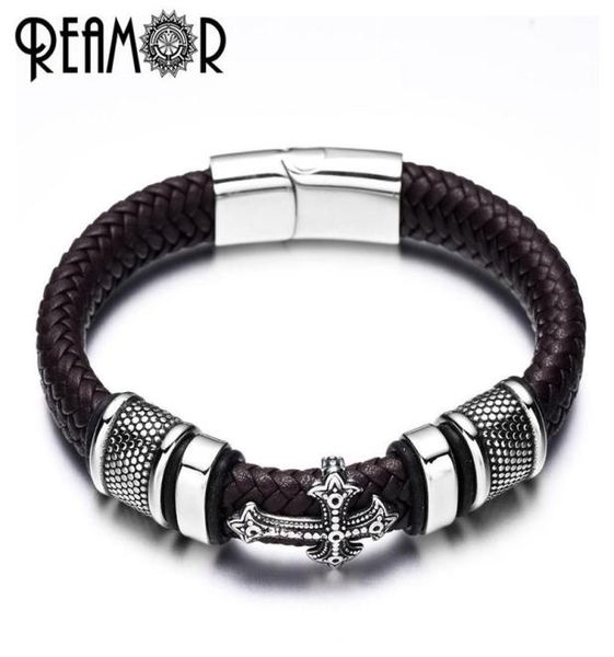 reamor 12mm width braided leather men bracelets 316l stainless steel charms cuff bracelets bangles trendy male jewelry sh1904152441, Golden;silver
reamor 12mm width braided leather men bracelets 316l stainless steel charms cuff bracelets bangles trendy male jewelry sh1904152441, Golden;silver