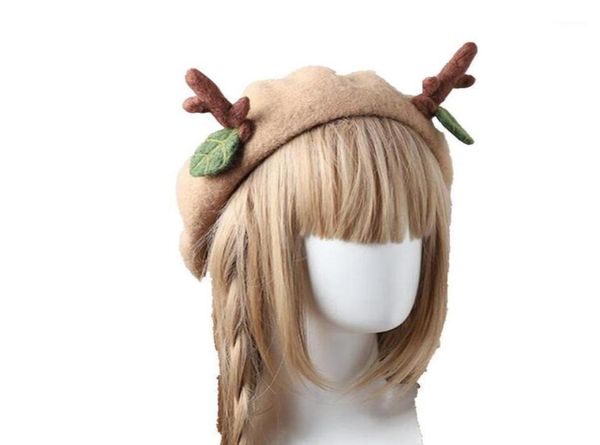 winter christmas deer antlers beret cute lolita japanese woolen blend hat cap13509985, Blue;gray
winter christmas deer antlers beret cute lolita japanese woolen blend hat cap13509985, Blue;gray