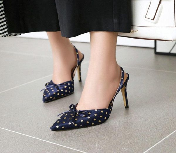 sandals sianie tianie satin navy blue polka dot elegant lady pumps slingback high heels women with butterflyknot big girl shoes2568838, Black
sandals sianie tianie satin navy blue polka dot elegant lady pumps slingback high heels women with butterflyknot big girl shoes2568838, Black