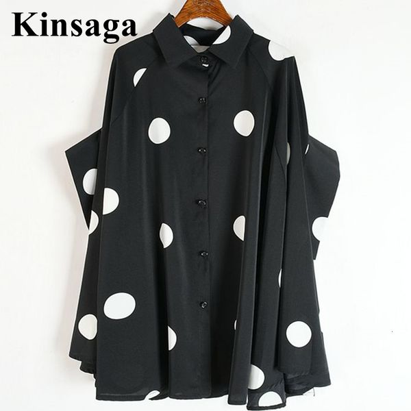 women's plus size tshirt big dot irregular loose blouse 6xl streetwear single breasted button up batwing three quarter sleeve blusas sh, Black
women's plus size tshirt big dot irregular loose blouse 6xl streetwear single breasted button up batwing three quarter sleeve blusas sh, Black