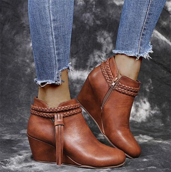 retro women platform boots tassel wedges boots women zipper solid color short booties round toe shoes for women zapatos de mujer 23814530, Black
retro women platform boots tassel wedges boots women zipper solid color short booties round toe shoes for women zapatos de mujer 23814530, Black