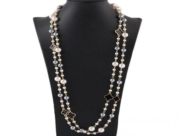 fashion designer luxury classic vintage clover flower bright pearl multi layer long sweater statement necklace for woman elegant s5687098, Black
fashion designer luxury classic vintage clover flower bright pearl multi layer long sweater statement necklace for woman elegant s5687098, Black