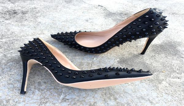 fee new style casual designer black matt leather studded spikes point toe high heels shoes pumps 12cm 10cm 8cm brand7107435
fee new style casual designer black matt leather studded spikes point toe high heels shoes pumps 12cm 10cm 8cm brand7107435