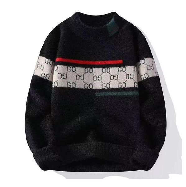 men's sweaters designer winter trendy round neck knitwear casual thicken fleece pullover men new fashion clothing, White;black
men's sweaters designer winter trendy round neck knitwear casual thicken fleece pullover men new fashion clothing, White;black