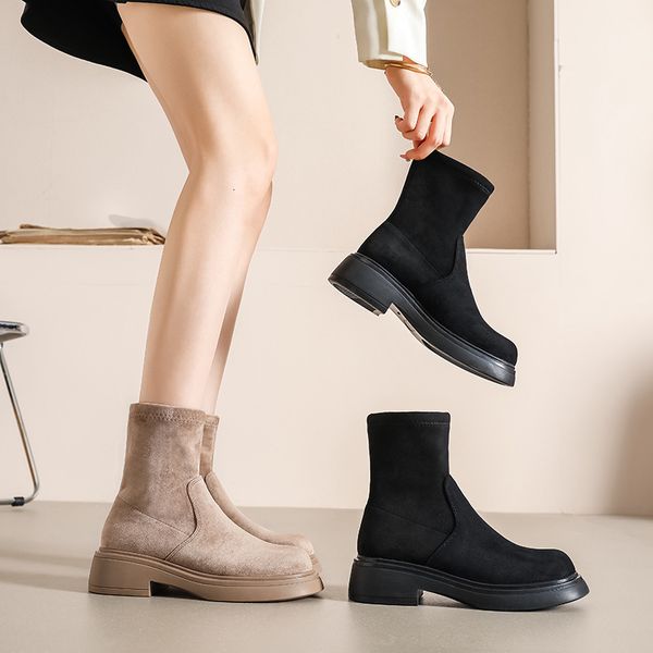 boots autumnwinter suede fashion womens with plush matte round toe short retro comfortable thick sole thin boot 230905, Black
boots autumnwinter suede fashion womens with plush matte round toe short retro comfortable thick sole thin boot 230905, Black