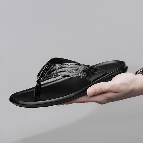 quality men's shoes flip-flops summer flats leather leather beach sandals flip-flops fashion non-slip men's slippers size 37-44, Black 
quality men's shoes flip-flops summer flats leather leather beach sandals flip-flops fashion non-slip men's slippers size 37-44, Black