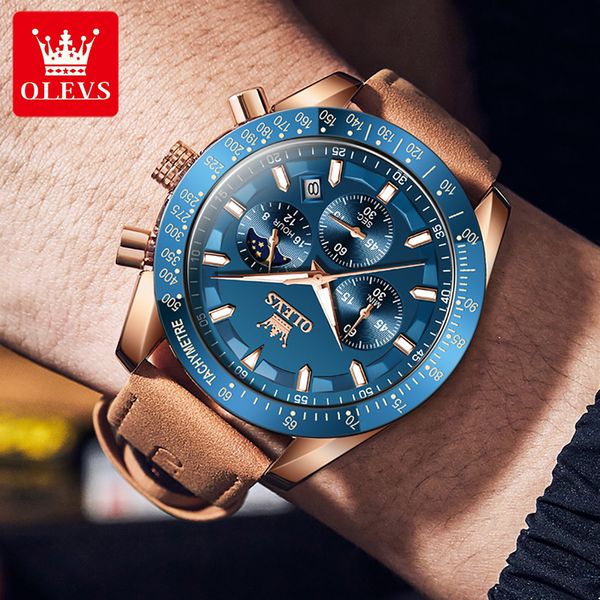 wristwatches olevs 9957 genuine leather strap sport watch for men quartz multifunction waterproof wristwatch luminous moon phase chrono 2309, Slivery;brown
wristwatches olevs 9957 genuine leather strap sport watch for men quartz multifunction waterproof wristwatch luminous moon phase chrono 2309, Slivery;brown