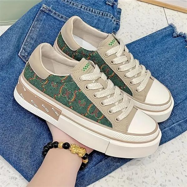Image of 2023 High Quality Designers Tennis Luxurys Shoe Beige Green washed jacquard denim Women Shoes Rubber sole Embroidered Vintage casual size 35-40