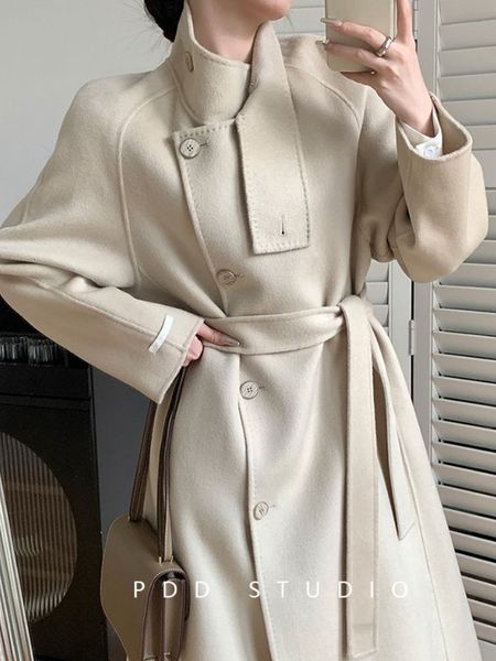 womens wool blends winter offiec lady coat women harajuku street korean style elegant belt design overcoat buttons bandage slim outwear 2309, Black
womens wool blends winter offiec lady coat women harajuku street korean style elegant belt design overcoat buttons bandage slim outwear 2309, Black