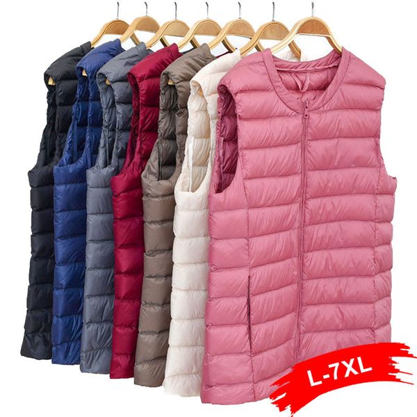 women's plus size tshirt round collar white duck down vest 6xl 7xl winter warm ultralight women 7 colors sleeveless waistcoat jackets c, Black
women's plus size tshirt round collar white duck down vest 6xl 7xl winter warm ultralight women 7 colors sleeveless waistcoat jackets c, Black
