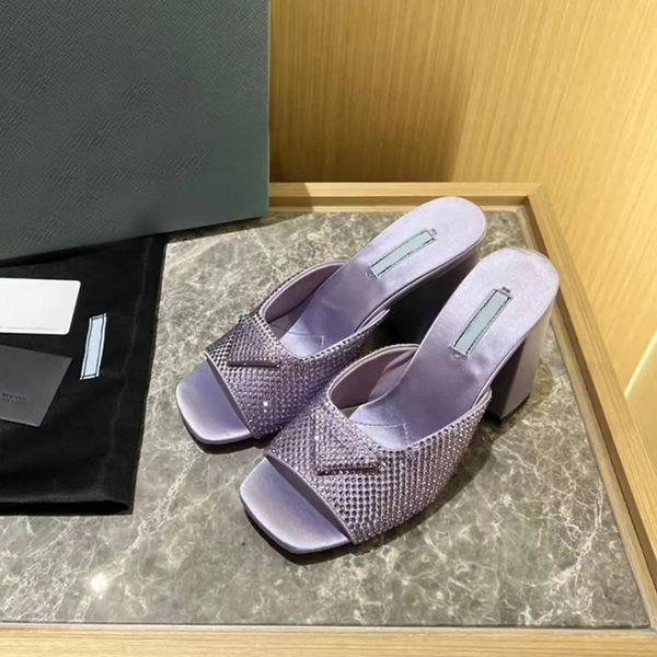 crystal slippers mule women's slide high-heeled shoes sandals rhinestone silk 95mm thick heel slip sleeve open-toe luxury designer part, Black
crystal slippers mule women's slide high-heeled shoes sandals rhinestone silk 95mm thick heel slip sleeve open-toe luxury designer part, Black