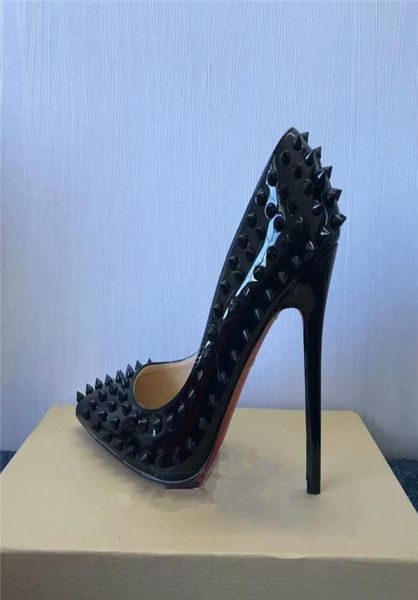 nude patent leather rivet spikes poined toes high heels shoes women lady genuine leather wedding shoes pumps stiletto heels2760890, Black
nude patent leather rivet spikes poined toes high heels shoes women lady genuine leather wedding shoes pumps stiletto heels2760890, Black