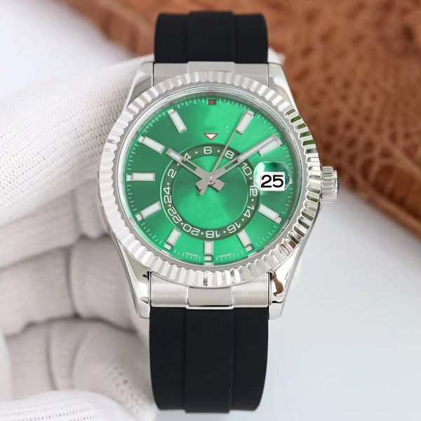 men's automatic mechanical 904l stainless steel case perpetual calendar rubber strap 42mm sky-dweller business premium watch, Slivery;brown
men's automatic mechanical 904l stainless steel case perpetual calendar rubber strap 42mm sky-dweller business premium watch, Slivery;brown