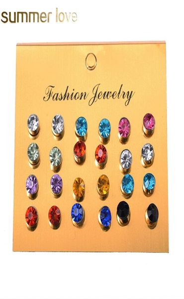 12pairs set colorful crystal zircon earrings set for women jewelry rhinestone piercing earring factory 1084585, Golden
12pairs set colorful crystal zircon earrings set for women jewelry rhinestone piercing earring factory 1084585, Golden
