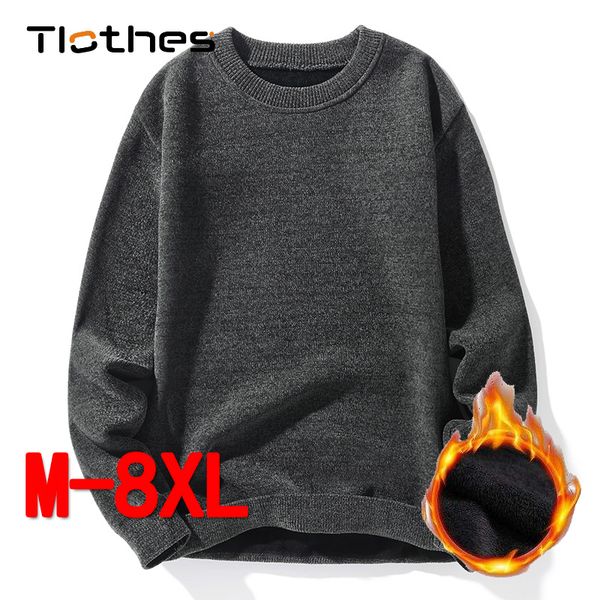 men's sweaters solid color knitted men clothes fleece warm pullover male loose sweater brand mens winter casual knit 7xl 8xl 230905, White;black
men's sweaters solid color knitted men clothes fleece warm pullover male loose sweater brand mens winter casual knit 7xl 8xl 230905, White;black