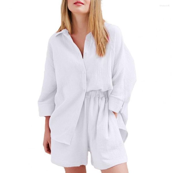 women's tracksuits 2 pcs/set lady shirt shorts set elastic waist button lapel solid color loose summer pamas women clothes two piece840, Gray
women's tracksuits 2 pcs/set lady shirt shorts set elastic waist button lapel solid color loose summer pamas women clothes two piece840, Gray