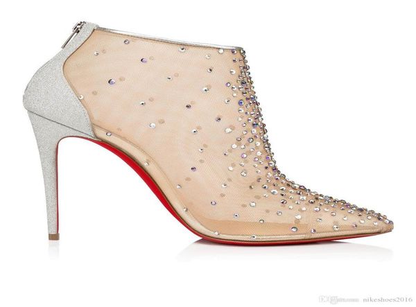 20s lady wedding dress boot follies strass nude mesh with silver glitter mini heel women high heels constella bootie 100mm1871437, Black
20s lady wedding dress boot follies strass nude mesh with silver glitter mini heel women high heels constella bootie 100mm1871437, Black