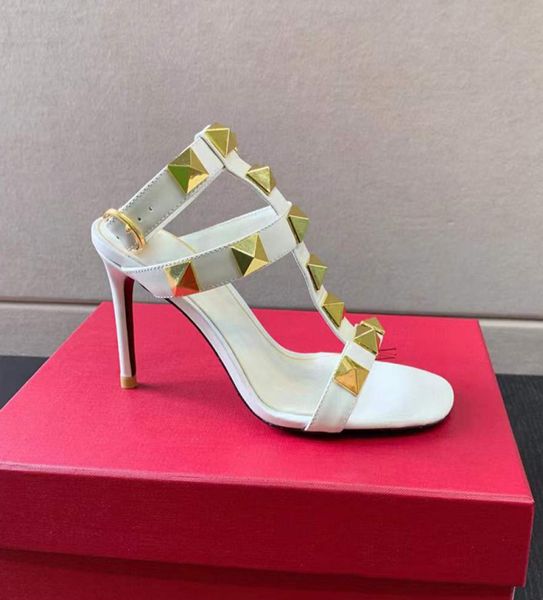 leather cage type metal stud decorative sandals highheeled slippers luxury designer sandals ankle strap buckle 90mm 6821546, Black
leather cage type metal stud decorative sandals highheeled slippers luxury designer sandals ankle strap buckle 90mm 6821546, Black