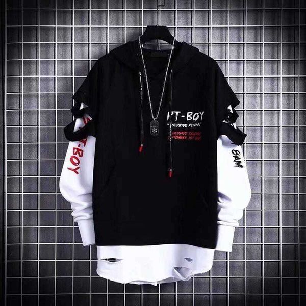 sweater mens hip hop fake two hooded autumn fashion printed long sleeve korean loose casual coat, Black
sweater mens hip hop fake two hooded autumn fashion printed long sleeve korean loose casual coat, Black