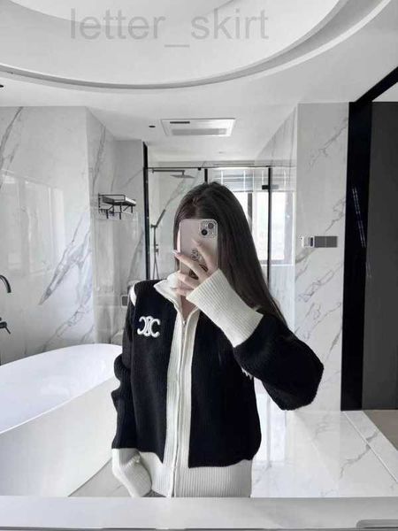 womens sweaters designer new arc embroidery wool knitted cardigan black and white classic contrast zipper sweater coat, White;black
womens sweaters designer new arc embroidery wool knitted cardigan black and white classic contrast zipper sweater coat, White;black