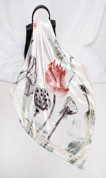 women print silk satin hijab scarfs female lotus pod 90cm90cm square shawls scarves for women ladies girls gifts2348775, Blue;gray
women print silk satin hijab scarfs female lotus pod 90cm90cm square shawls scarves for women ladies girls gifts2348775, Blue;gray
