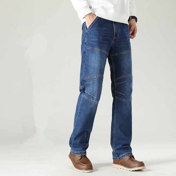 plus size 46 44 spliced jeans autumn winter straight leisure denim pants men's loose elasticity tactic trousers man cowboy bottoms male, Blue
plus size 46 44 spliced jeans autumn winter straight leisure denim pants men's loose elasticity tactic trousers man cowboy bottoms male, Blue