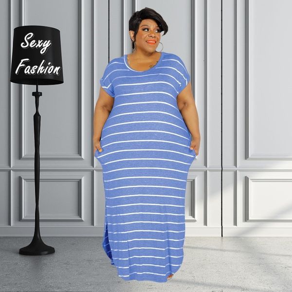 plus size dresses xl5xl african women clothing size dress summer stripe short sleeve round neck split loose casual long drop 230905, Black
plus size dresses xl5xl african women clothing size dress summer stripe short sleeve round neck split loose casual long drop 230905, Black