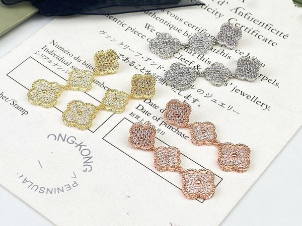 vintage dangle earrings copper van clee brand designer full crytal three pcs four leaf clover flower charm dangle earrings with box for wome, Silver
vintage dangle earrings copper van clee brand designer full crytal three pcs four leaf clover flower charm dangle earrings with box for wome, Silver