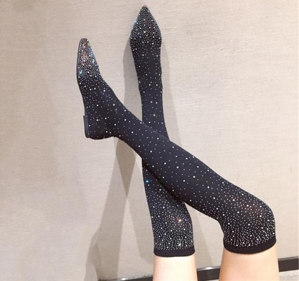 autumn winter over the knee women boots stretch sock boots flat slip on shoes rhinestone pointed toe woman long boot new7292514, Black
autumn winter over the knee women boots stretch sock boots flat slip on shoes rhinestone pointed toe woman long boot new7292514, Black