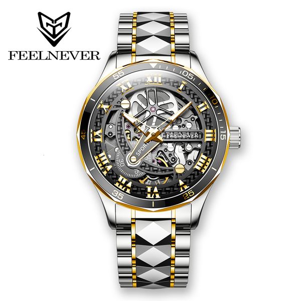 wristwatches feelnever original hollow design 41mm luxury men automatic mechanical watches sapphire crysta 316l steel waterproof wristwatch, Slivery;brown
wristwatches feelnever original hollow design 41mm luxury men automatic mechanical watches sapphire crysta 316l steel waterproof wristwatch, Slivery;brown