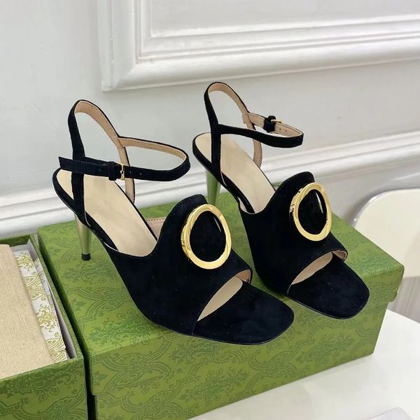 large hardware buckle decoration stiletto sandals women's ankle strap open-toe pumps luxury designers dermis leather outsole factory fo, Black
large hardware buckle decoration stiletto sandals women's ankle strap open-toe pumps luxury designers dermis leather outsole factory fo, Black