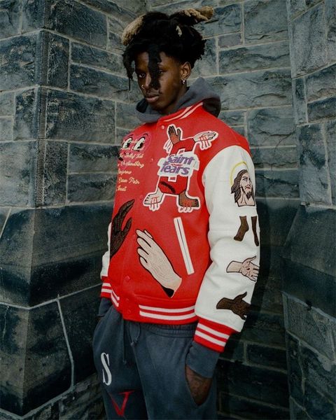 mens jackets saint michael ball star same red embroidered patch baseball jacket american casual high street fashion brand coat 230905, Black;brown
mens jackets saint michael ball star same red embroidered patch baseball jacket american casual high street fashion brand coat 230905, Black;brown