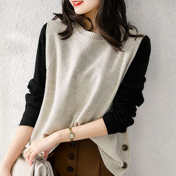 autumn winter vest womens clothing knitted sweater folding casual fashion outerwear, Black;white
autumn winter vest womens clothing knitted sweater folding casual fashion outerwear, Black;white