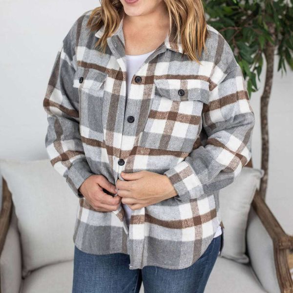 oversized women's autumn and winter jacket long sleeved lapel loose plaid woolen jacket women, Black
oversized women's autumn and winter jacket long sleeved lapel loose plaid woolen jacket women, Black