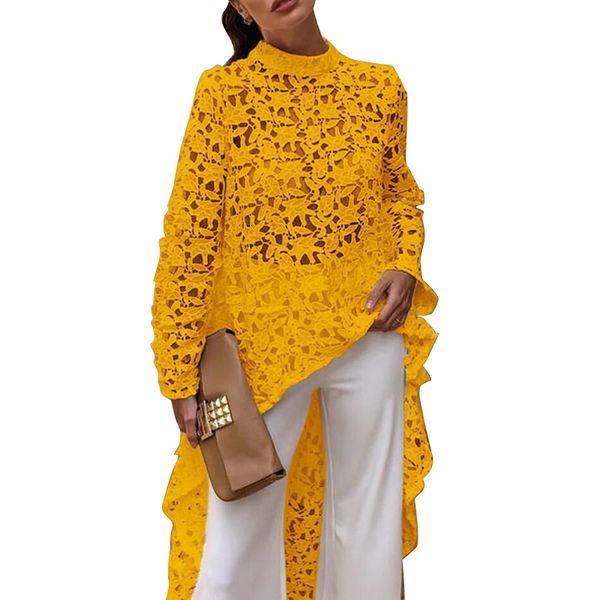 women's polos high low asymmetrical tunic women lace hollow out shirt long sleeve irregular stand collar female loose blouse am0263 230, White
women's polos high low asymmetrical tunic women lace hollow out shirt long sleeve irregular stand collar female loose blouse am0263 230, White