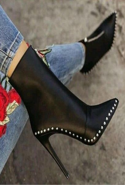 women fashion skinny ankle boots with rivets zip up stiletto high heels leather pointy toe ankle booties8082643, Black
women fashion skinny ankle boots with rivets zip up stiletto high heels leather pointy toe ankle booties8082643, Black