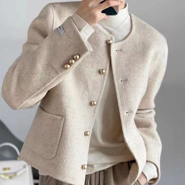womens wool blends autumn and winter doublesided handmade coat short woolen women 230905, Black
womens wool blends autumn and winter doublesided handmade coat short woolen women 230905, Black